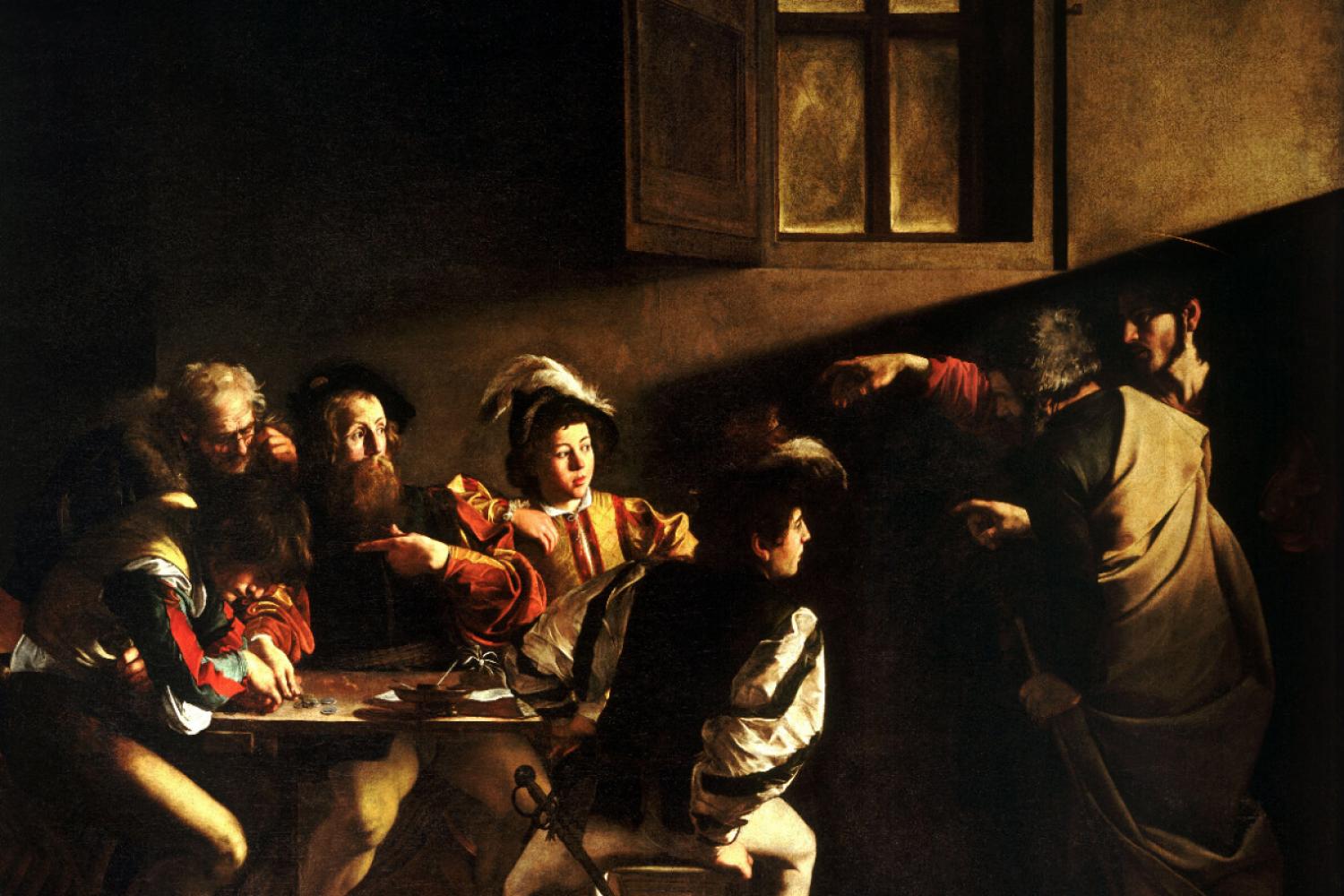 <p>Origin: Italy &nbsp; • Style: Baroque realism with chiaroscuro</p><p class="p1">• Meaning: Christ’s divine light enters a tavern</p>