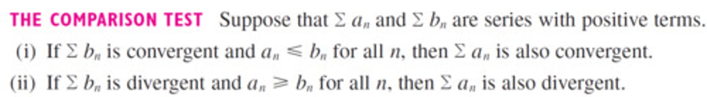 <p>(i) If ∑bn is convergent and an≤bn for all n, then ∑ an is also convergent.</p><p>(ii) If ∑bn is divergent and an≥bn for all n, then ∑ an is also divergent</p><p>.</p>