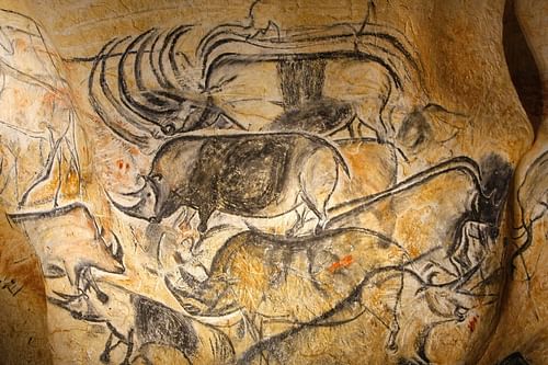 <p>Cave discovered in France with drawings made around 10,000 years ago. Many theories surround the meaning of the drawings, but they were likely for ritualistic purposes. The drawings depicted ancient animals made from charcoal, clay, or iron oxide.</p>
