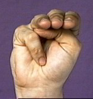 <p><strong>Another version </strong>of M had the fingers fraped over the thumb.</p>