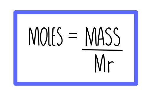 <p>moles = mass/mr</p>