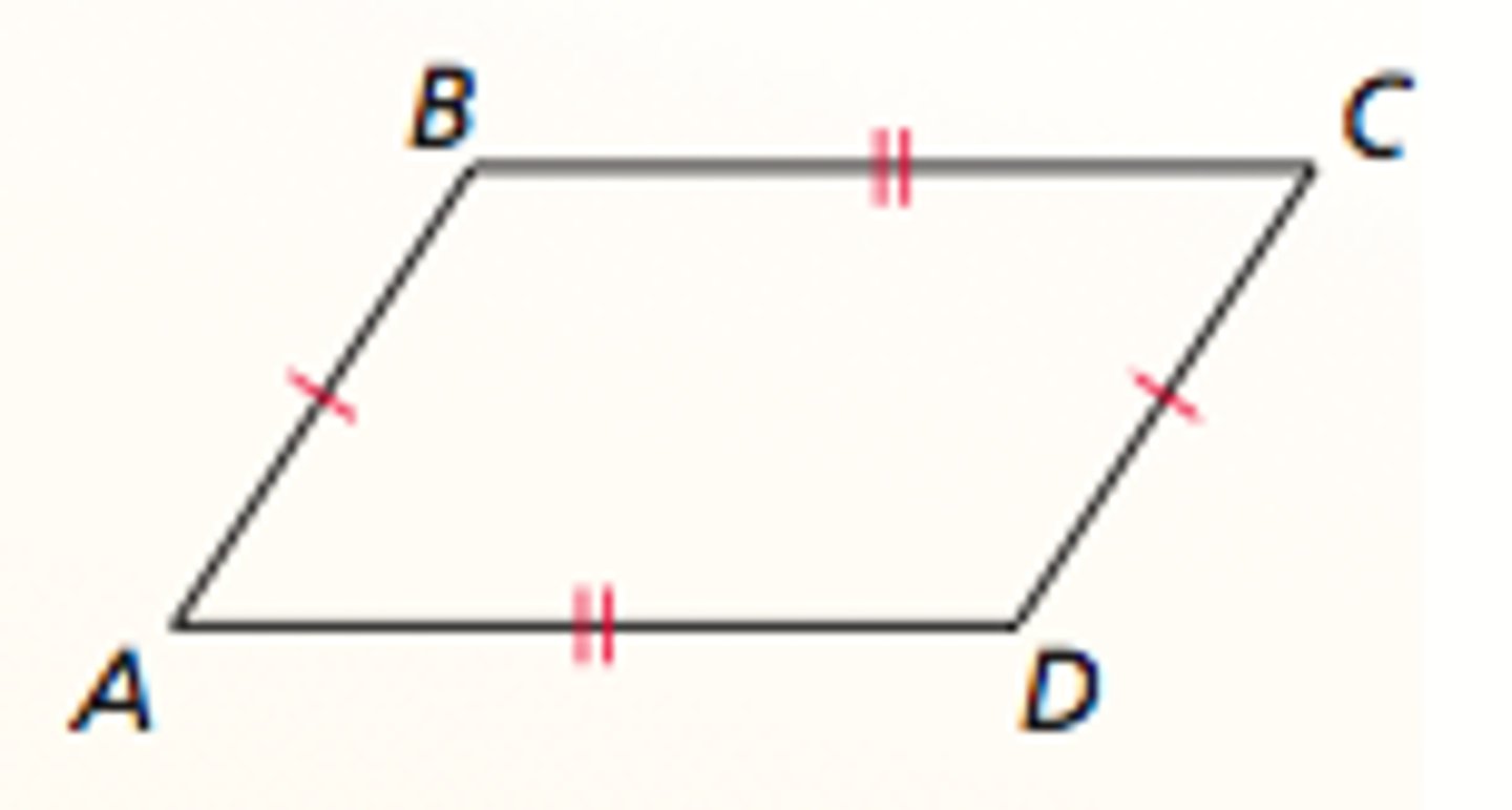 <p>If both pairs of opposite sides of a quadrilateral are congruent, then the quadrilateral is a parallelogram.</p>