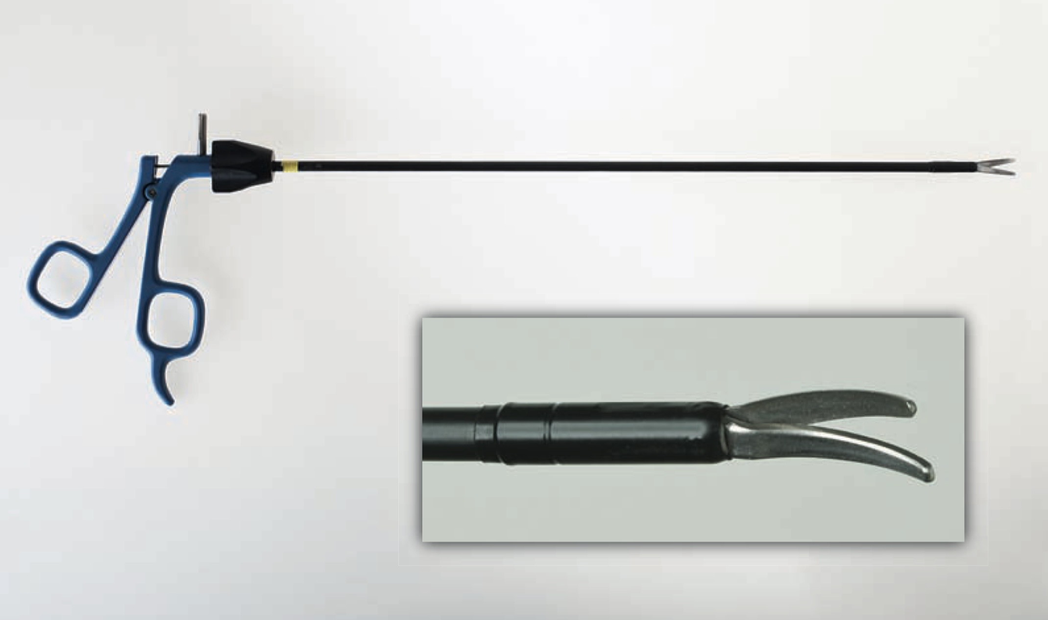 <p>Name this instrument used for cutting delicate tissue during laparoscopic surgery. </p>