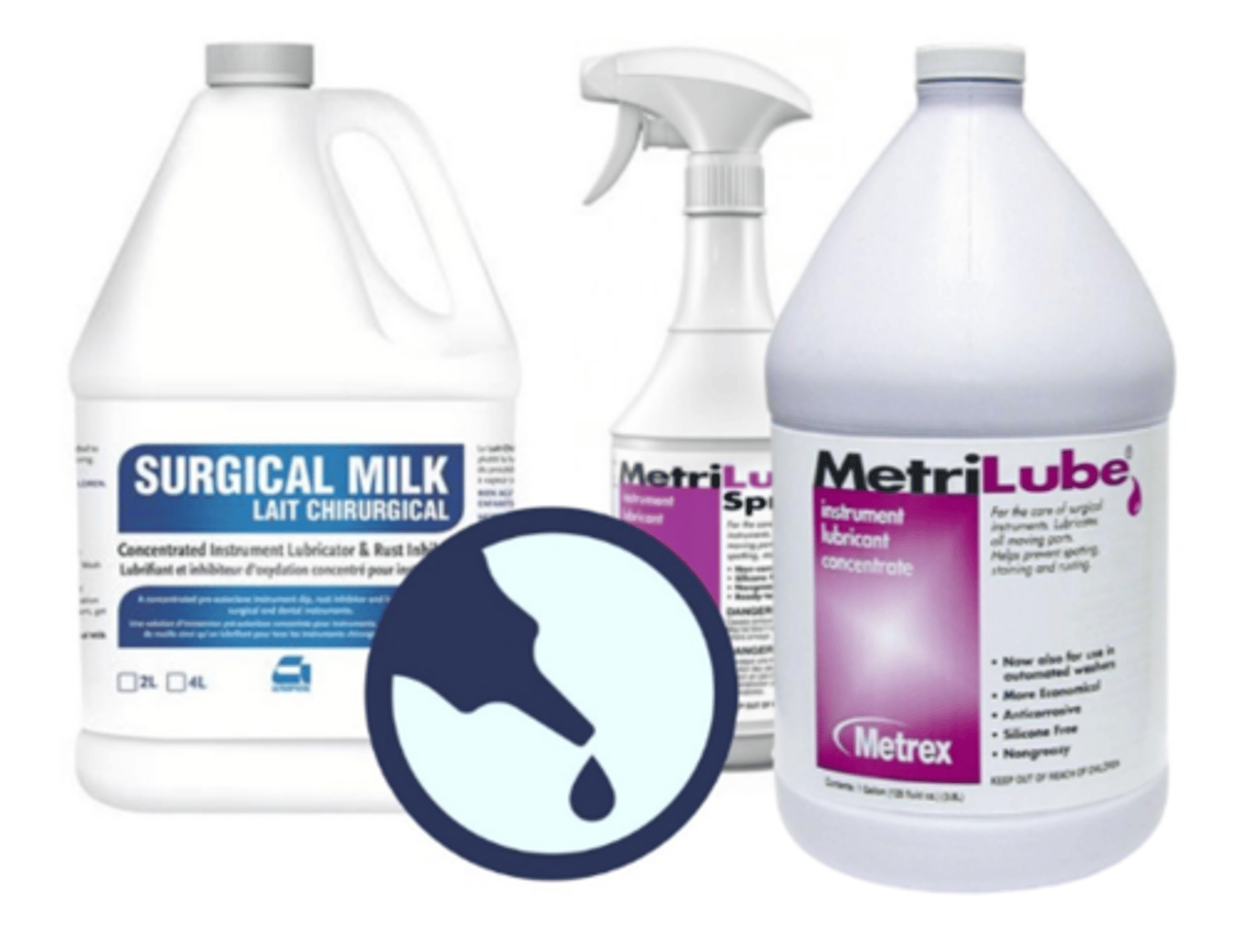 <p>chemicals applied after cleaning as the final step in the mechanical wash process (or applied manually using a spray bottle), used to keep instruments in good working order; also called "instrument milk"</p>