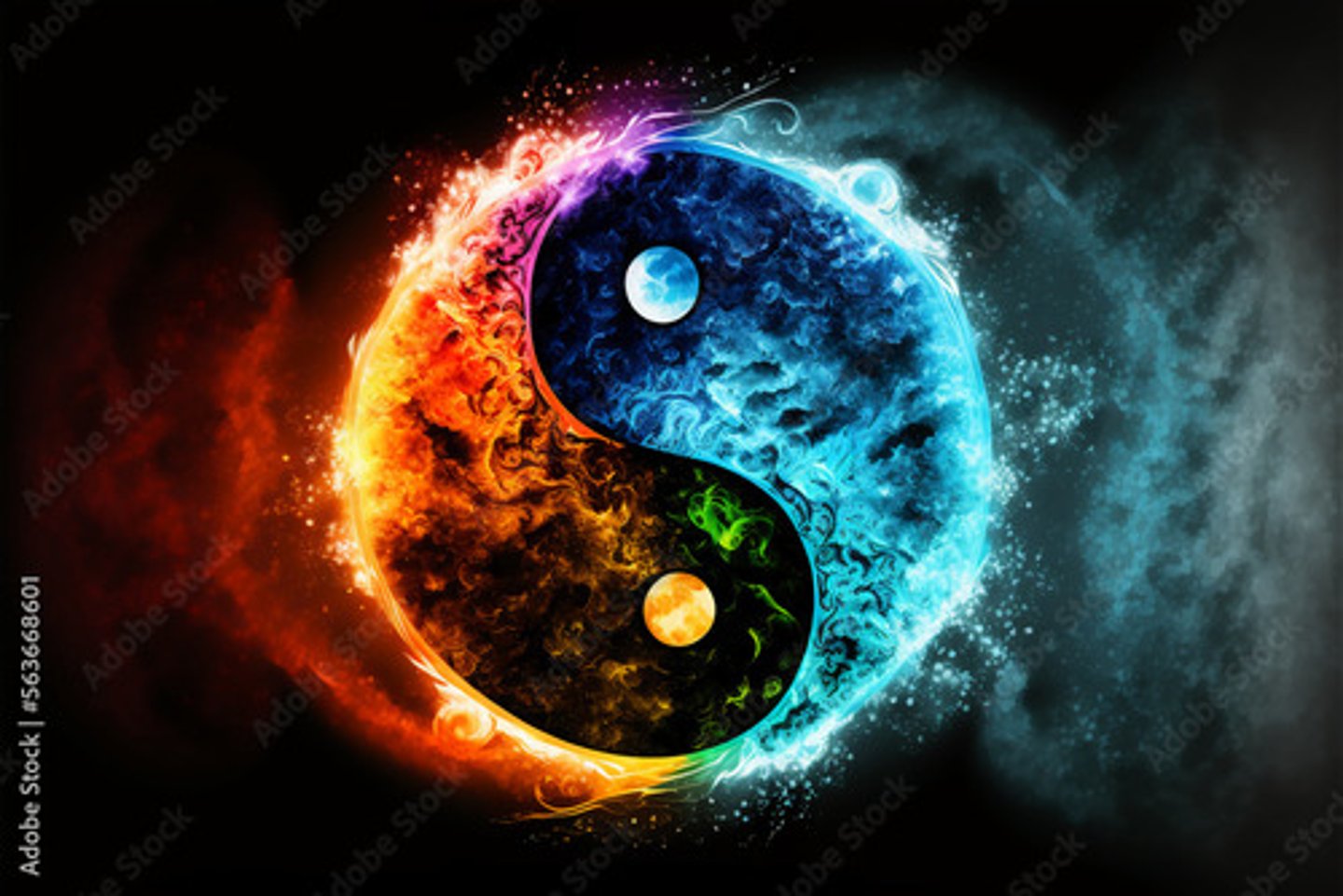 <p>These are the complementary factors that help to maintain the equilibrium of the world. One is associated with masculine, light, and active qualities while the other with feminine, dark, and passive qualities.</p>