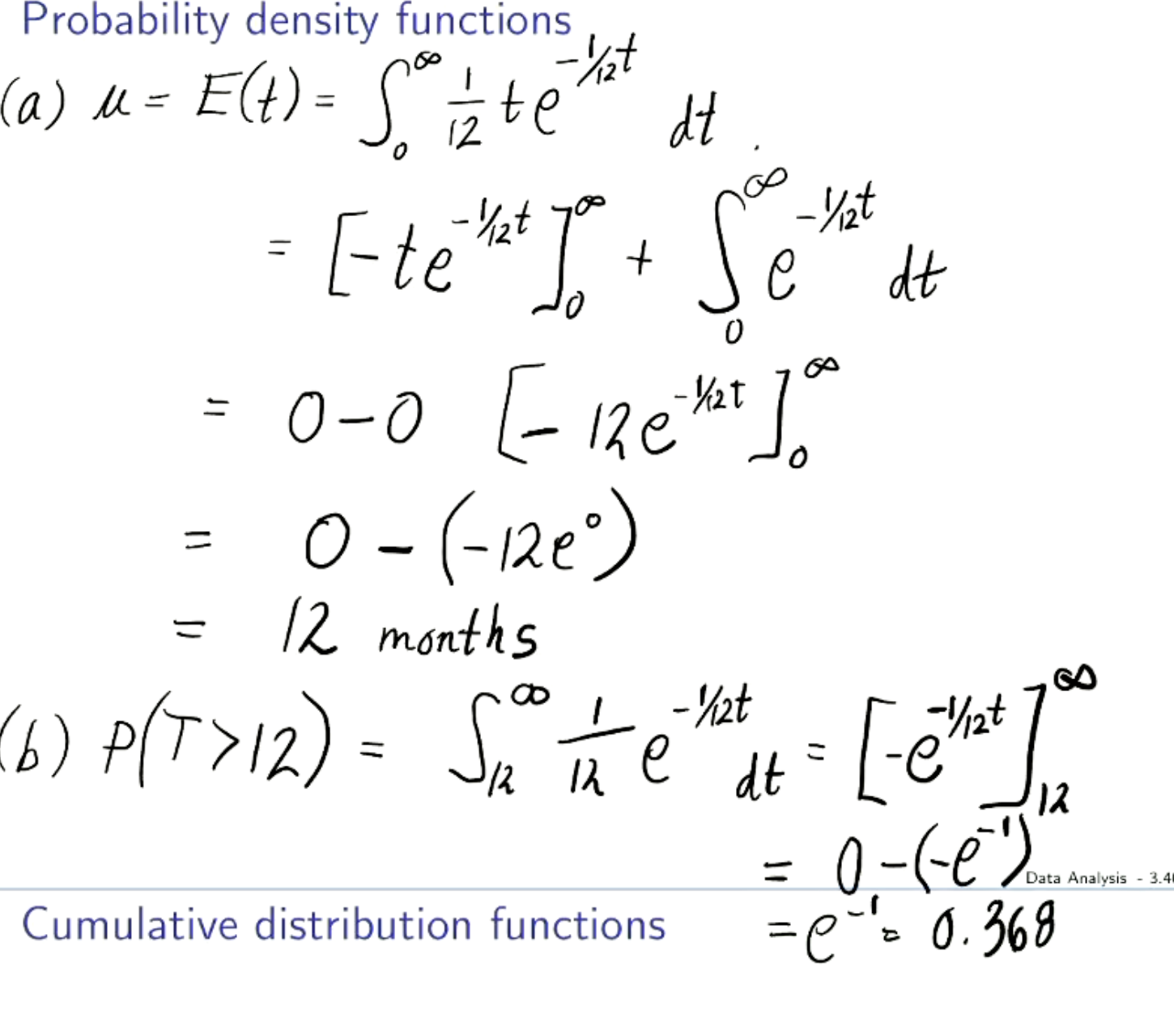 <p>Must know how to do by hand. First part is integration by parts.</p>