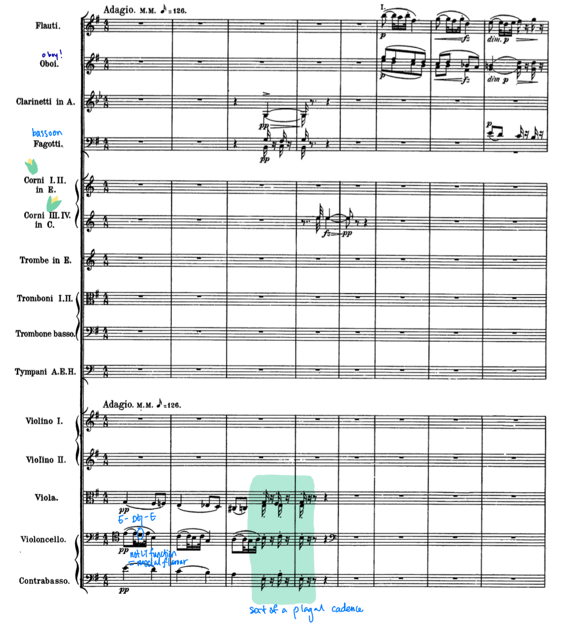 <p>Dvorak, Symphony no. 9: Instruments and Transposition</p>