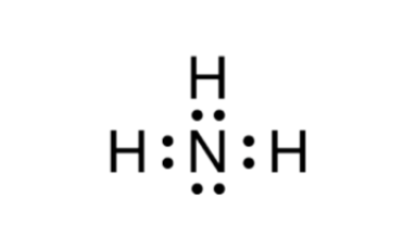 <p>Based on the Lewis diagram for NH<sub>3</sub>, shown above, the bond angle is closest to which of the following?</p><p>(A) 60</p><p>(B) 90</p><p>(C) 109.5</p><p>(D) 120</p>