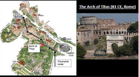 <p>The Arch of Titus, 81 CE, Rome (Principate Rome)</p>