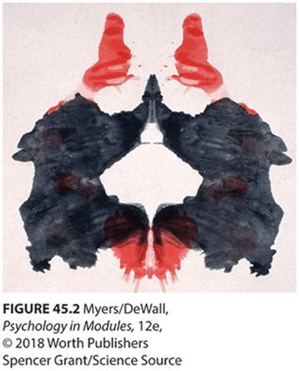 <p>A projective test using inkblots to identify inner feelings based on interpretations.</p>