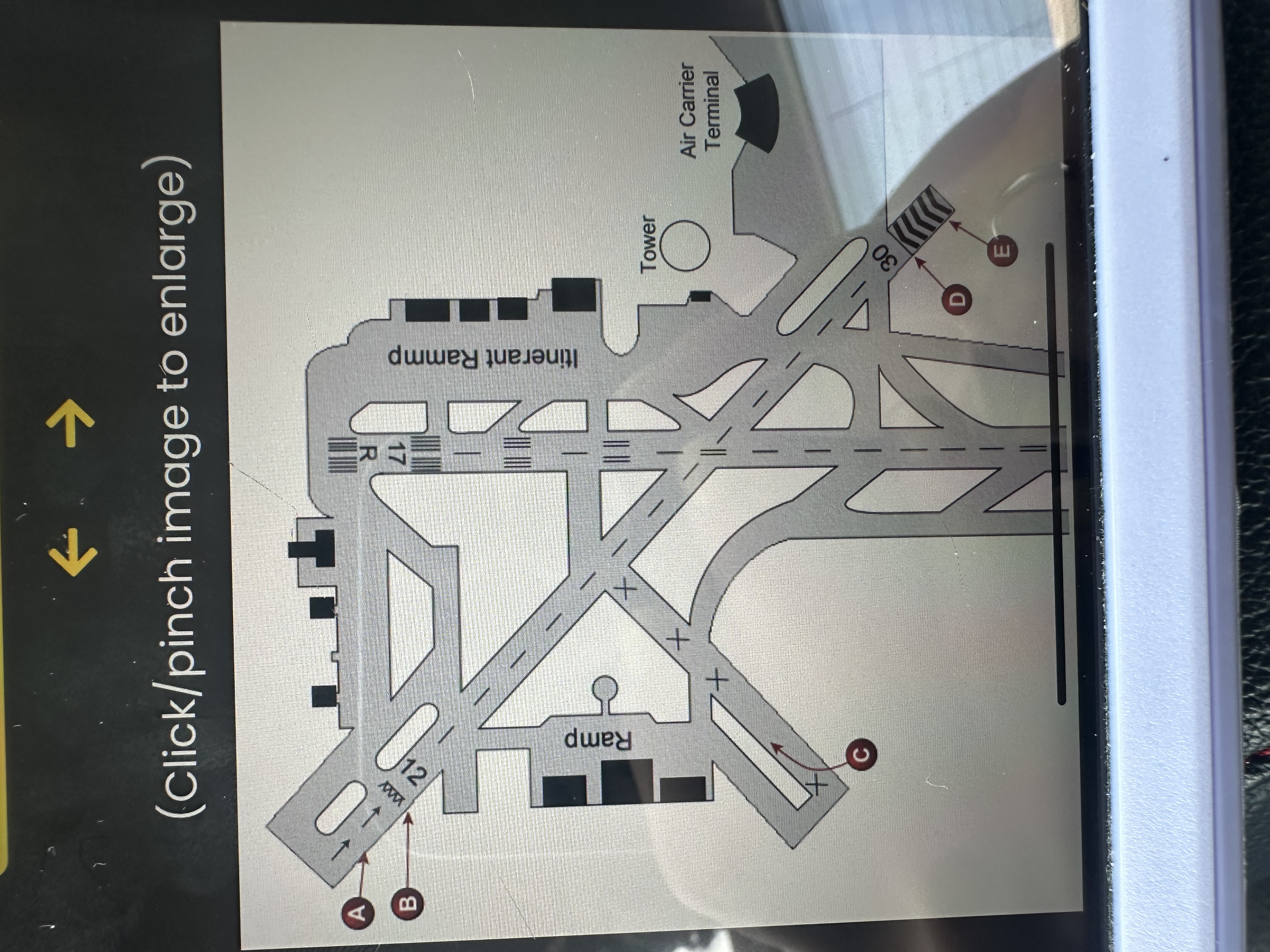 <p>Área E on the airport shown is classified as </p>