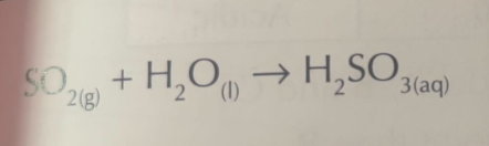 <ol start="2"><li><p>sulfurous aicd</p></li><li><p>H2SO3 (aq) → 2H+ (aq) + SO3 2- (aq)</p></li></ol><p></p>