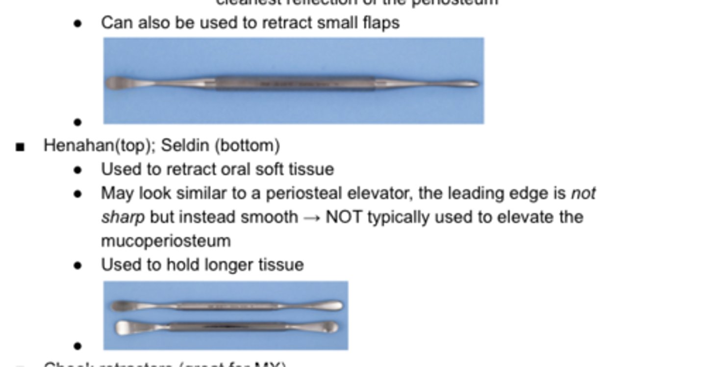 <p>Henahan (top) &amp; Seldin Retractors (bottom)</p>