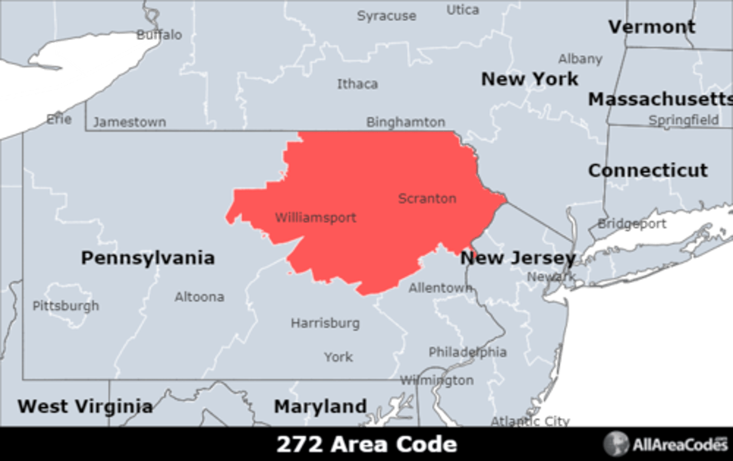 <p>Area code 272 is located in northeastern Pennsylvania and covers Scranton, Wilkes-Barre, and Williamsport. It is an overlay for area code 570 and serves the same area.</p>