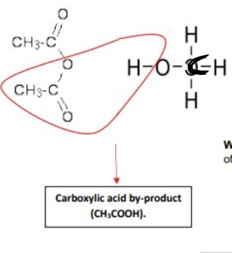 <ul><li><p>esters </p></li><li><p>nucleophilic addition elimination </p></li></ul><p></p>