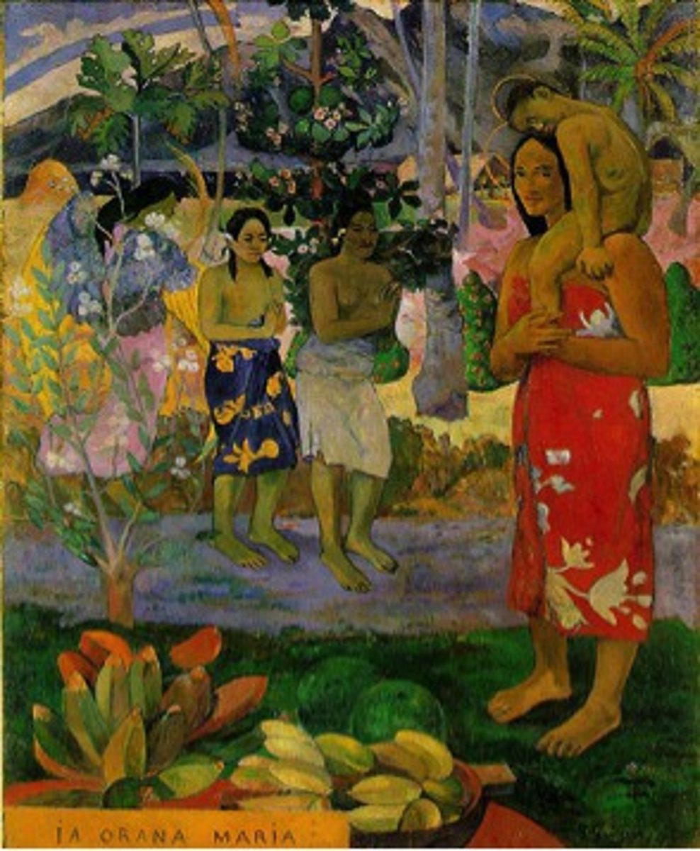 <p>Gauguin moved to Tahiti (French colony)</p><p>He displayed a more primitive picture of Tahiti than it really was</p><p>Vibrant colors</p><p>Interest in dreams, imagination</p>