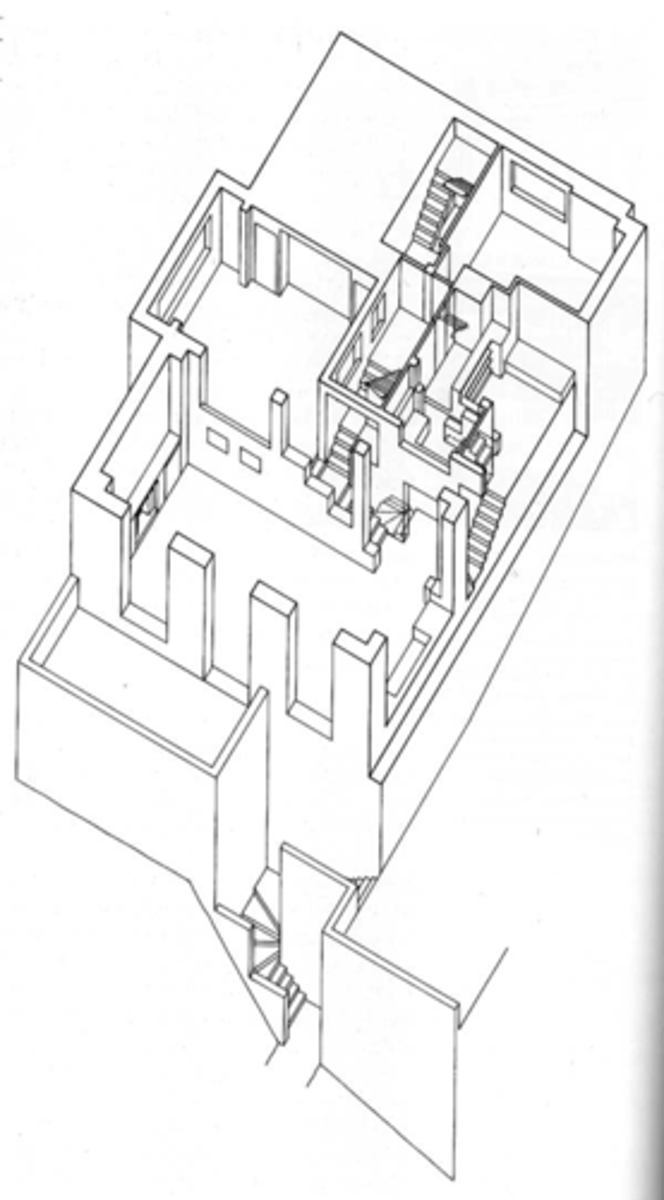 <p>- Axon + metron = "axis" "measure"</p><p>- Depict and require measurements in three dimensions</p><p>- "Paraline" = parallel lines in the object are depicted in drawings</p><p>- This is NOT how we perceive the world</p>