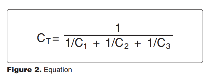 <p>8009. (Refer to Figure 2.) What is the total capacitance of a certain circuit containing three capacitors with capacitances of .02 microfarad, .05 microfarad, and .10 microfarad, respectively? </p><p>A—.170 μF. </p><p>B—0.125 pF. </p><p>C—.0125 μF</p>
