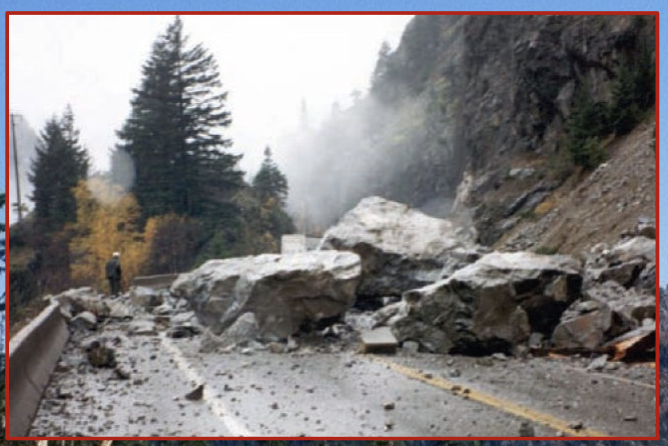 This mass movement is caused by a fall mechanism.

* it involves rock rolling down a steep slope or falling through the air 
