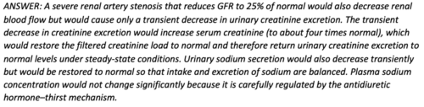 <p>D) Increase in serum creatinine to about four times normal</p>