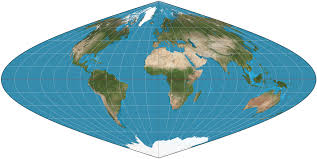 <p>smoothly curving map that accurately presents the center of the map but the remaining is distorted.</p>