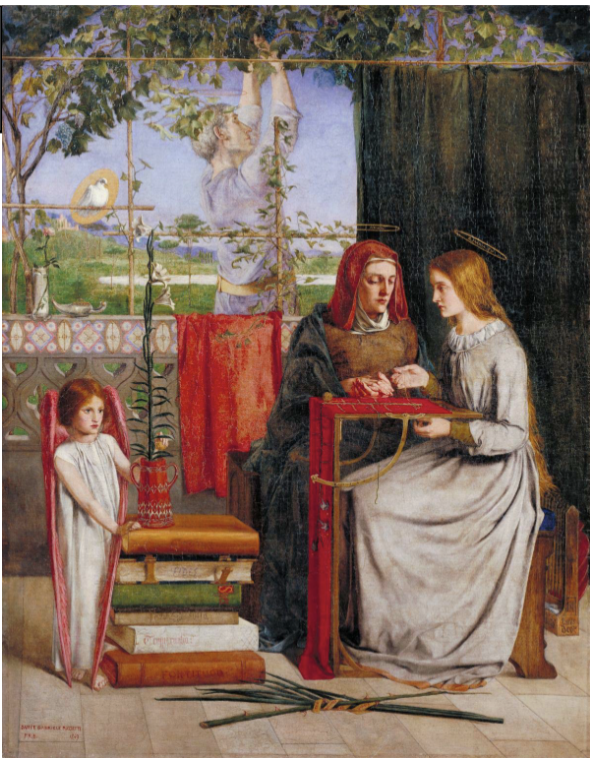 <p>Girlhood of Mary Virgin. Dante Gabriel Rossetti (1848-49)</p>