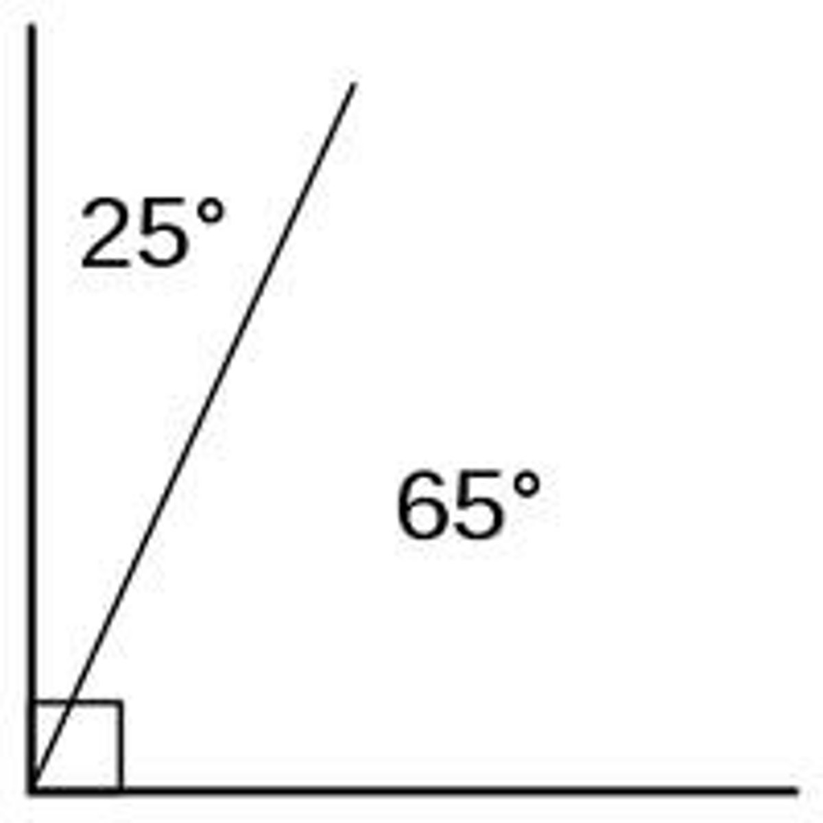 <p>adjacent angles that form right angles</p><p>-the sum is 90</p><p>-complementary</p>