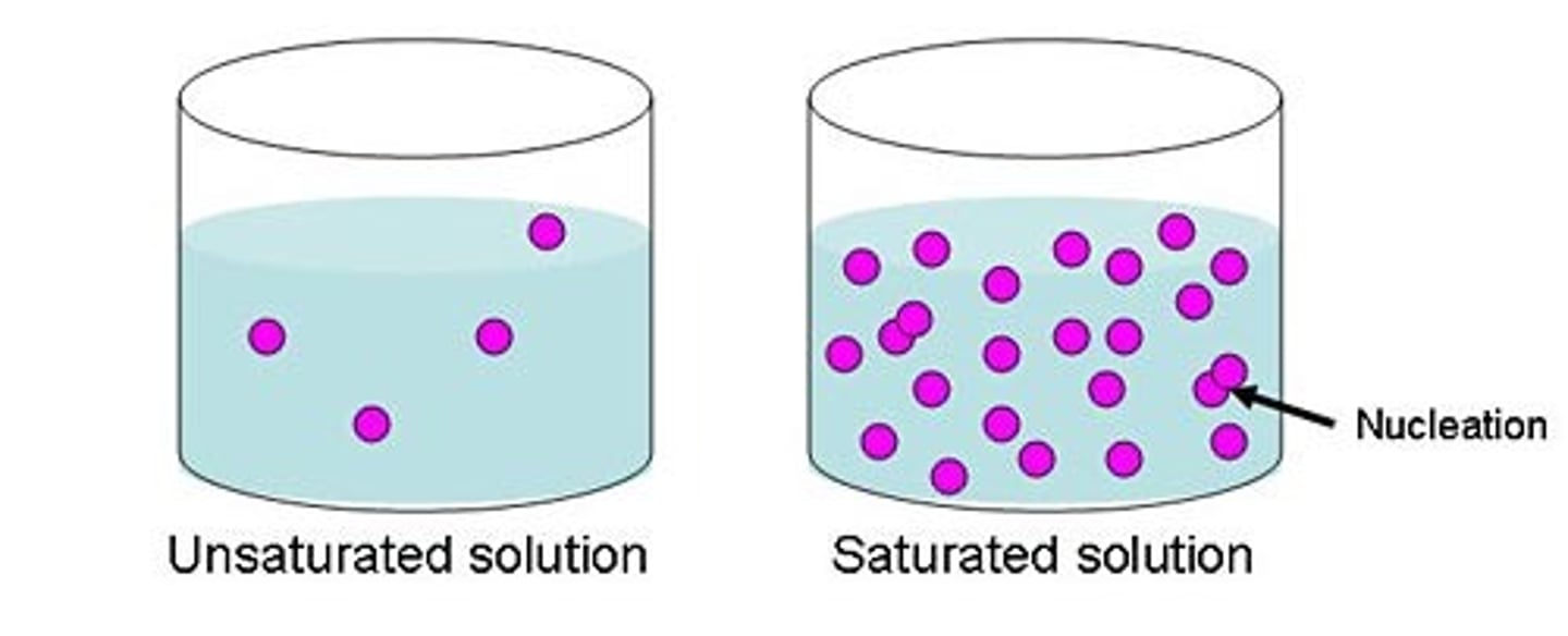 <p>a solution containing the maximum possible amount of solute.</p>