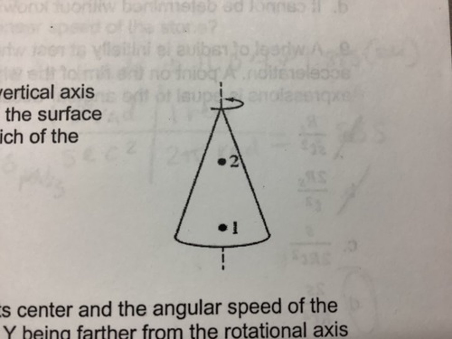 <p>The linear speed of the insect is greater at point 1 than point 2.</p>