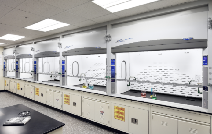 <p>a ventilated enclosure used to safely handle hazardous chemicals and vapors. </p>