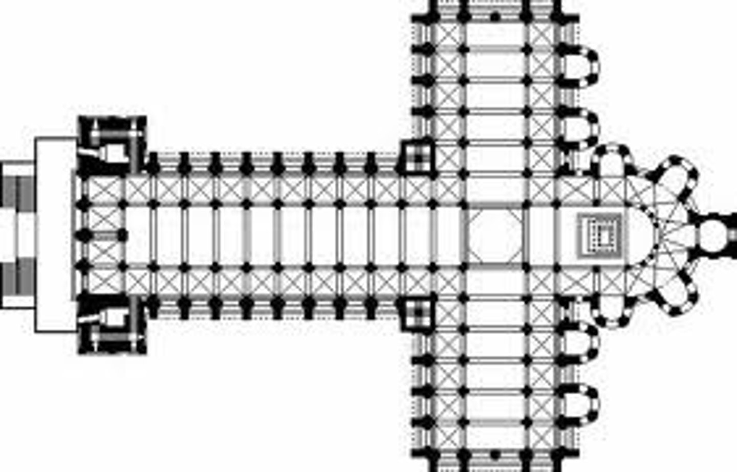 <p>the parts of a building are organized longitudinally, or along a given axis</p>