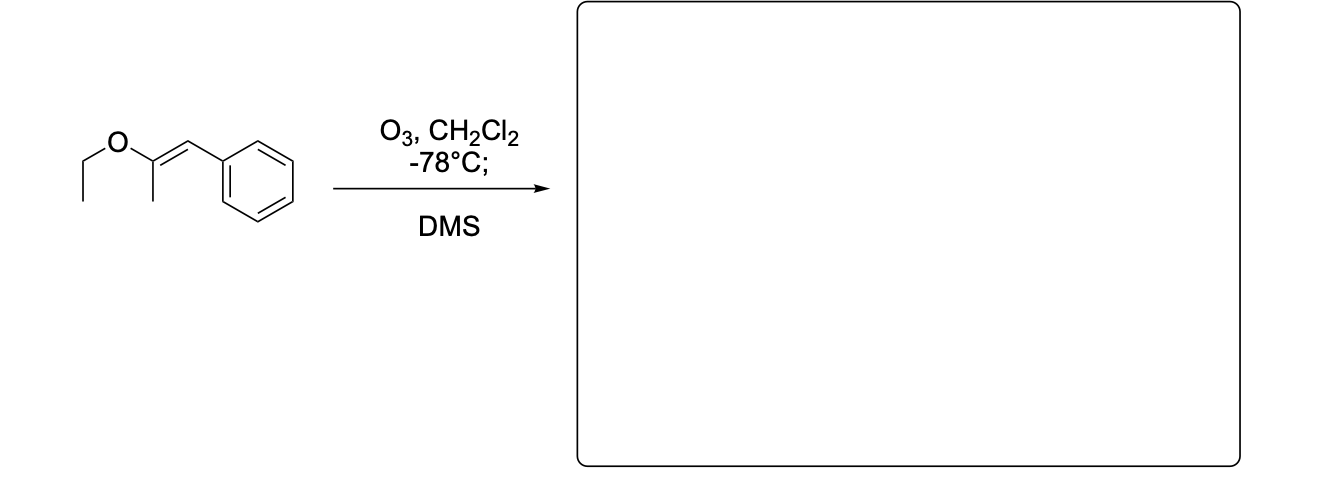 <p>Please write the major product(s) from each reaction. Note that as this is an ozonolysis, there can often be TWO products formed equally.</p>