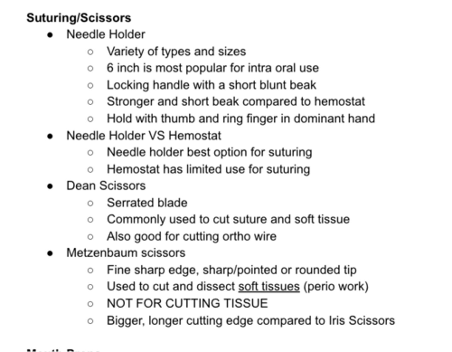 <p>the ____ inch Needle Holder is the most popular for INTRA oral use </p><p>- review photo for rest </p>