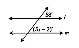 <p>Solve for “X” and determine if it’s congruent or supplementary.</p>