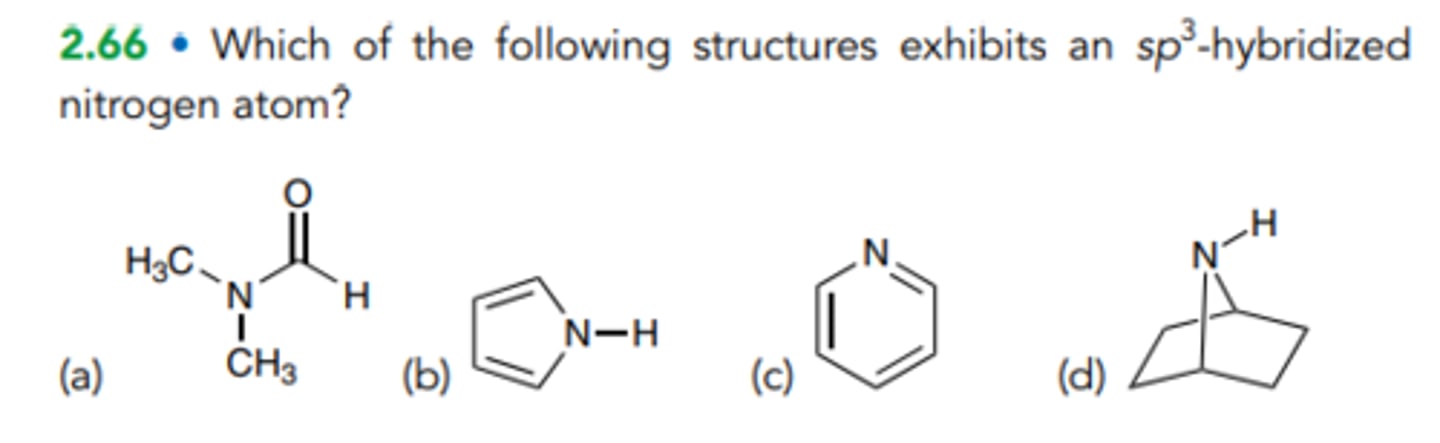 <p>Which of the following structures exhibits an sp3-hybridized nitrogen atom?</p>
