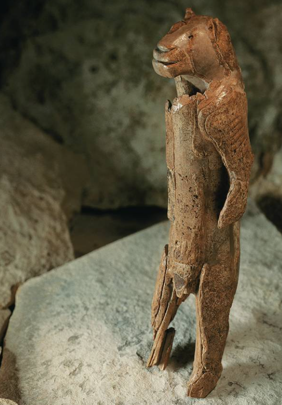 <p>Prehistoric Hohlenstein-Stadel (Baden-Württemberg), Germany. ca. 30,000 bce. Mammoth ivory, height 111*2&quot; (29.6 cm). Ulma Museum, Ulm, Germany</p>