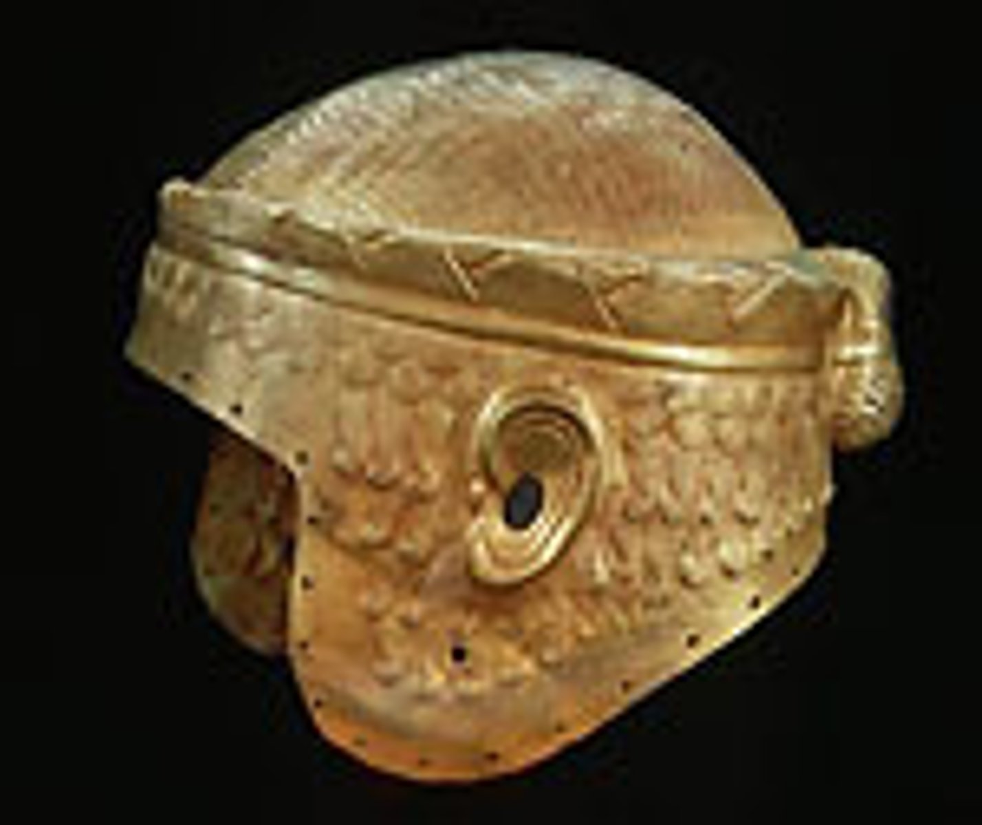 <p>A gold helmet from Ur (ca. 2550-2400 BCE) demonstrating advanced metalworking and royal power.</p>