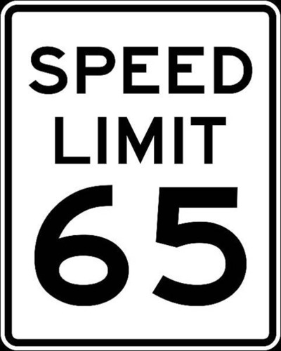 <p>no faster than 65 miles per hour do not speed</p>