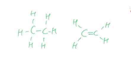 <p>Ethane and ethene</p>