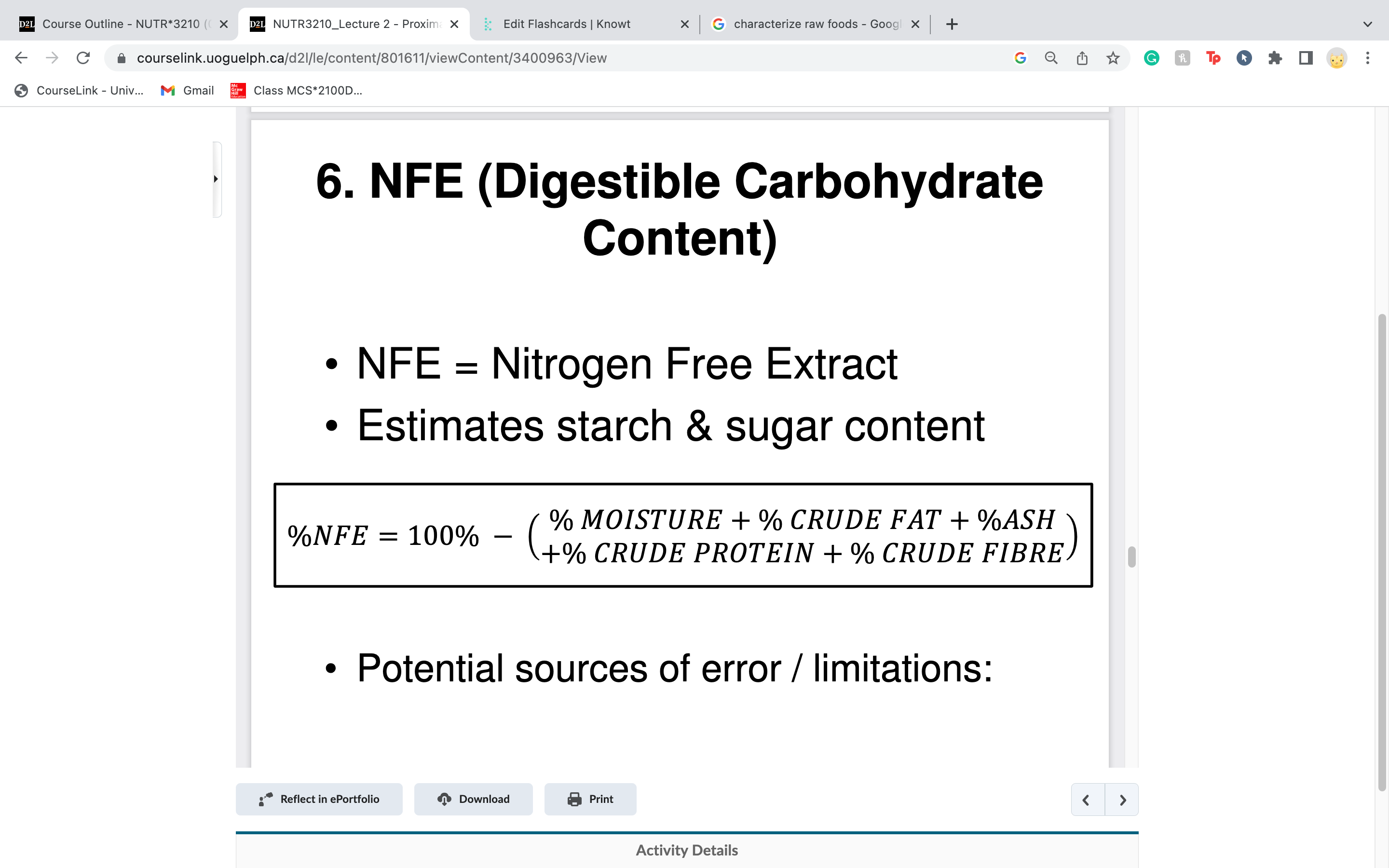 accumulates all the errors that exist for the other components