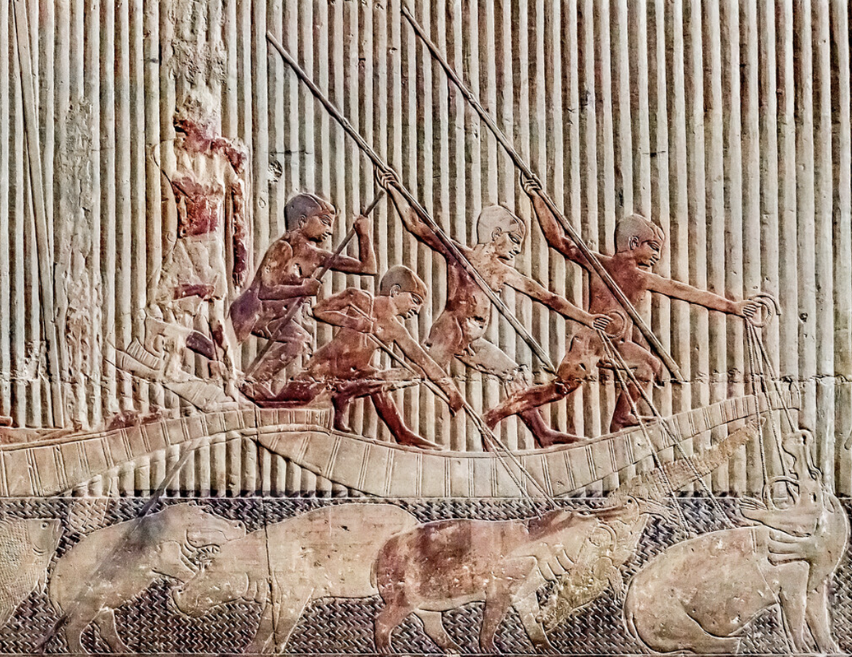 <p><span>In depictions of Ti’s hippo hunt, what do the hippos symbolize?</span></p><ul><li><p>Privilege</p></li><li><p>Wealth</p></li><li><p>Rebirth</p></li><li><p>Chaos</p></li></ul><p></p>