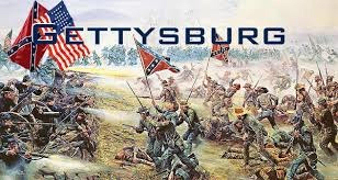 <p>1863, this three day battle was the bloodiest of the entire Civil War, ended in a Union victory, and is considered the turning point of the war</p>