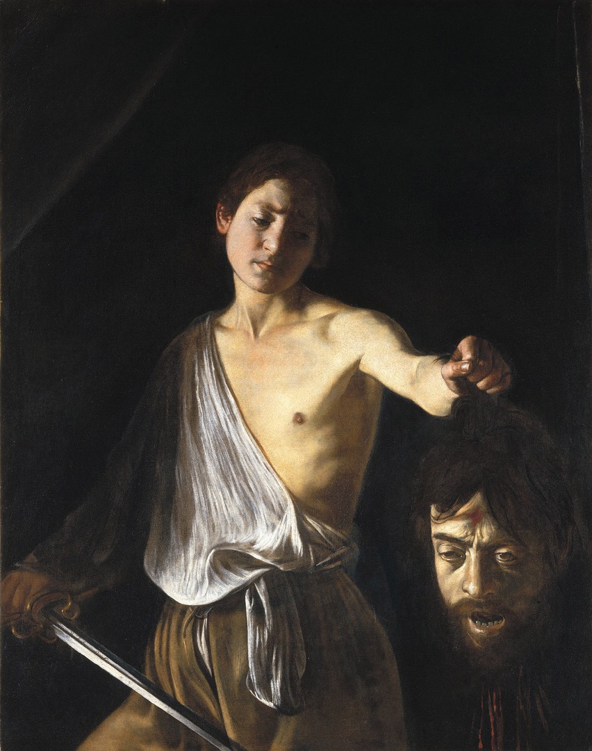 <p><span><strong>Michelangelo Merisi da Caravaggio, <em>David with the Head of Goliath</em></strong>, 1609–10. Oil on canvas, 49⅛ × 39¾&nbsp;in. (1.25 × 1.01 m). Galleria&nbsp;Borghese, Rome.</span></p>
