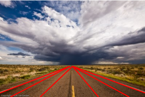 <p>parallel lines appears to come together in the distance </p>