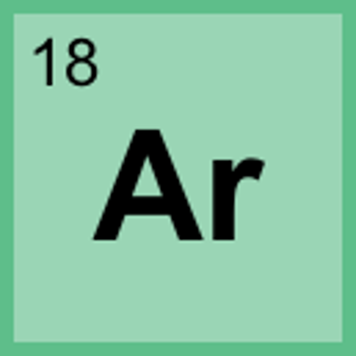 <p>Symbol: Ar<br>Atomic Mass: 39.95<br>Atomic Number: 18</p>