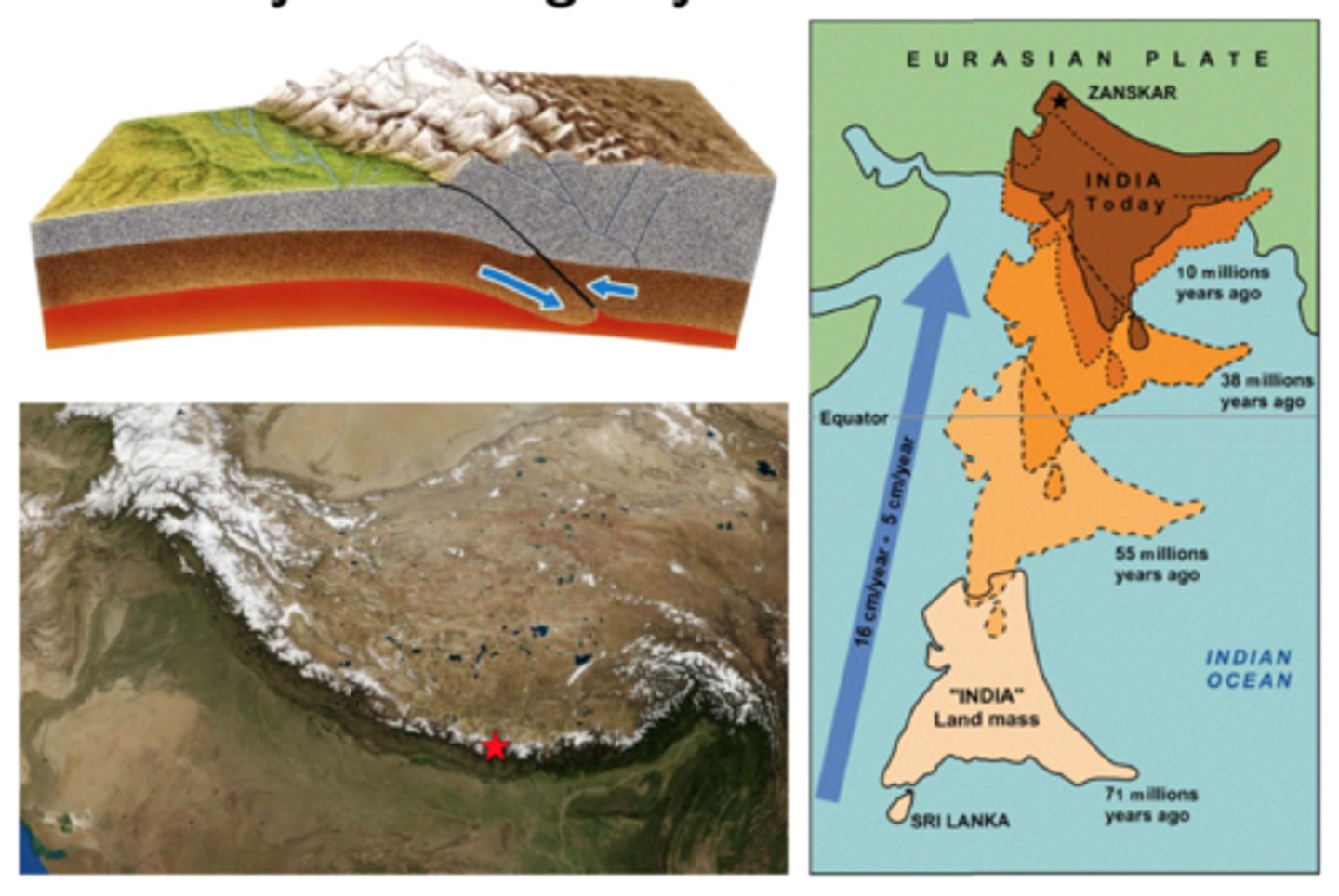 <p>Cenozoic episode of mountain building (still occuring) that began ~50 - 40 mya (Eocene) when the Indian plate collided with Asia</p>