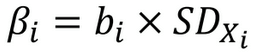 <ul><li><p>how strongly a predictor variable influences the DV in standard deviation units → allows for comparison across continuous predictors</p></li><li><p>“how many standard deviation units Y changes when X increases by one unit of standard deviation”</p></li><li><p>not for nominal and binary values</p></li></ul><p></p>