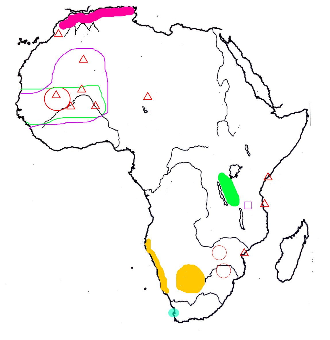 <p>That tiny tiny tiny little upward hook on the West coast of South Africa (the country)</p>