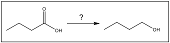 <p>Identify the set of reagents needed to complete the following reduction reaction.</p>