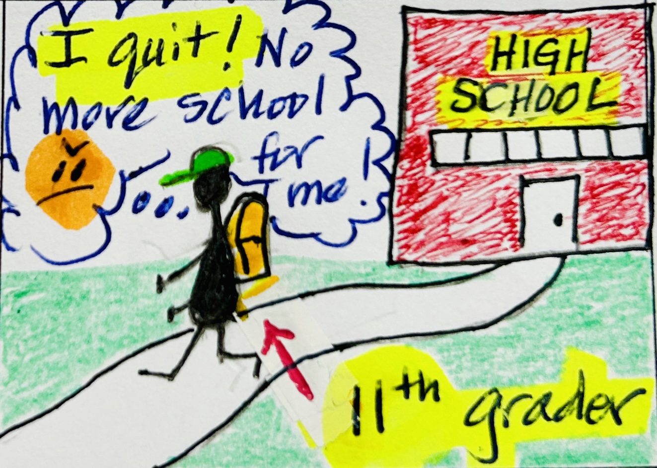<p><strong>to quit or stop participating in a program or class</strong></p><p>(dejar de participar en un programa o en una clase)</p>